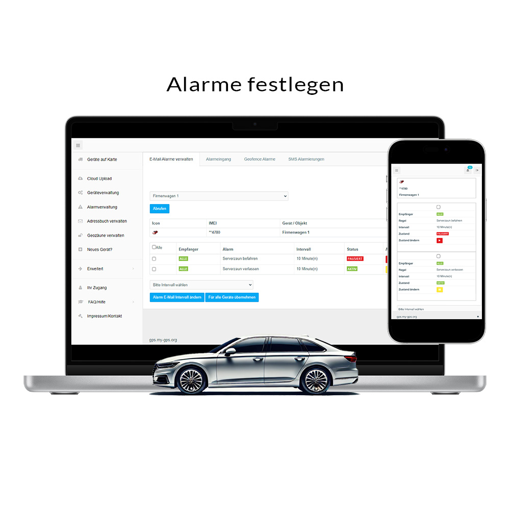Alarmfunktion für Fahrzeugschutz per GPS Fahrzeugortungssystem