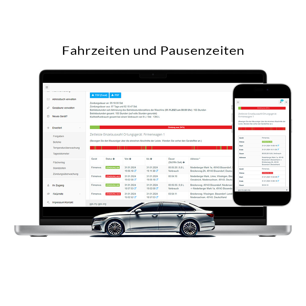 GPS Tracker zur Überwachung von Fahr - und Pausenzeiten