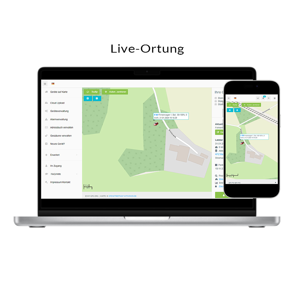 Live-Ortung auf Smartphone und Computer mit GPS-Sender