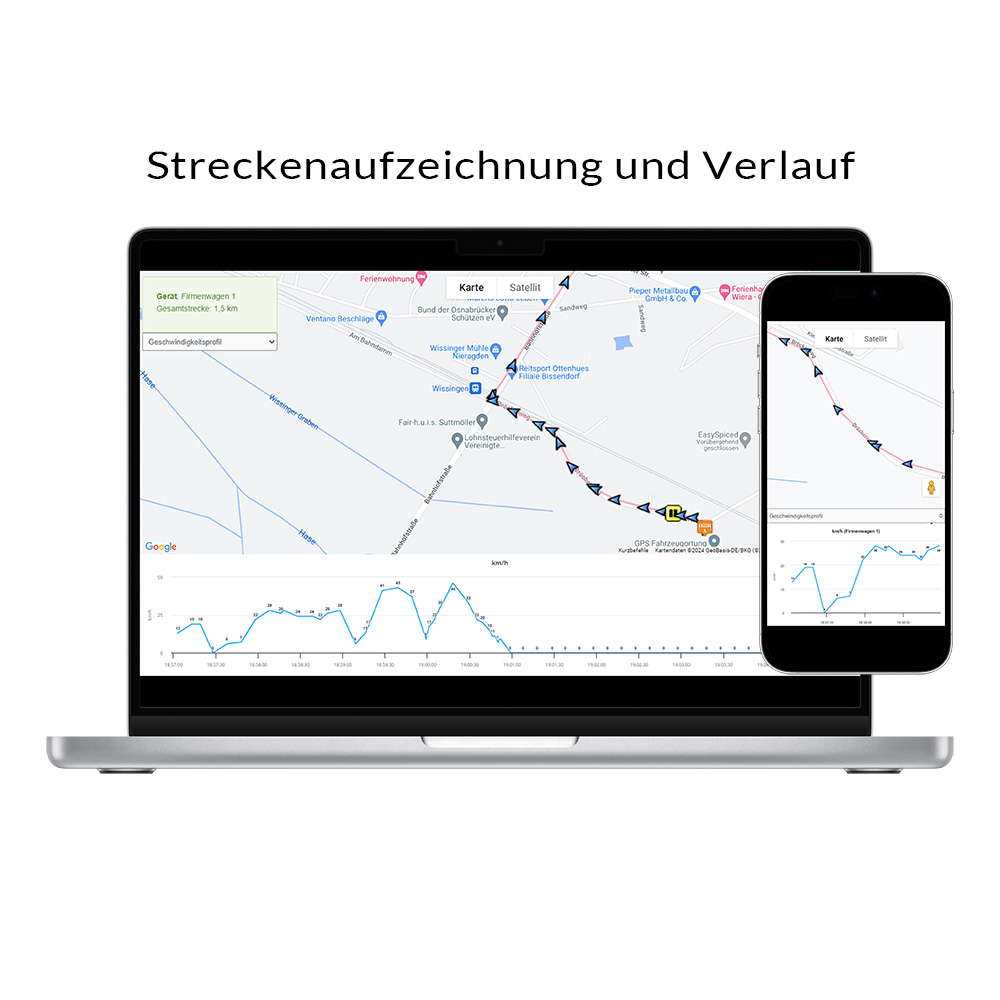 Streckenverlauf mit GPS-Trackinglösung auf Smartphone und Computer verfolgen